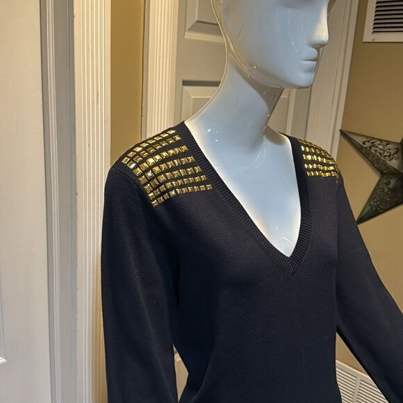 MICHEAL KORS STUDDED  V NECK ASTOR DRESS - Picture 5 of 11